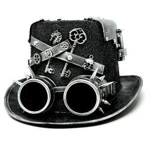 Steampunk Top Hat Metallic Scientist Time Traveler Halloween Costume Cosplay Hat